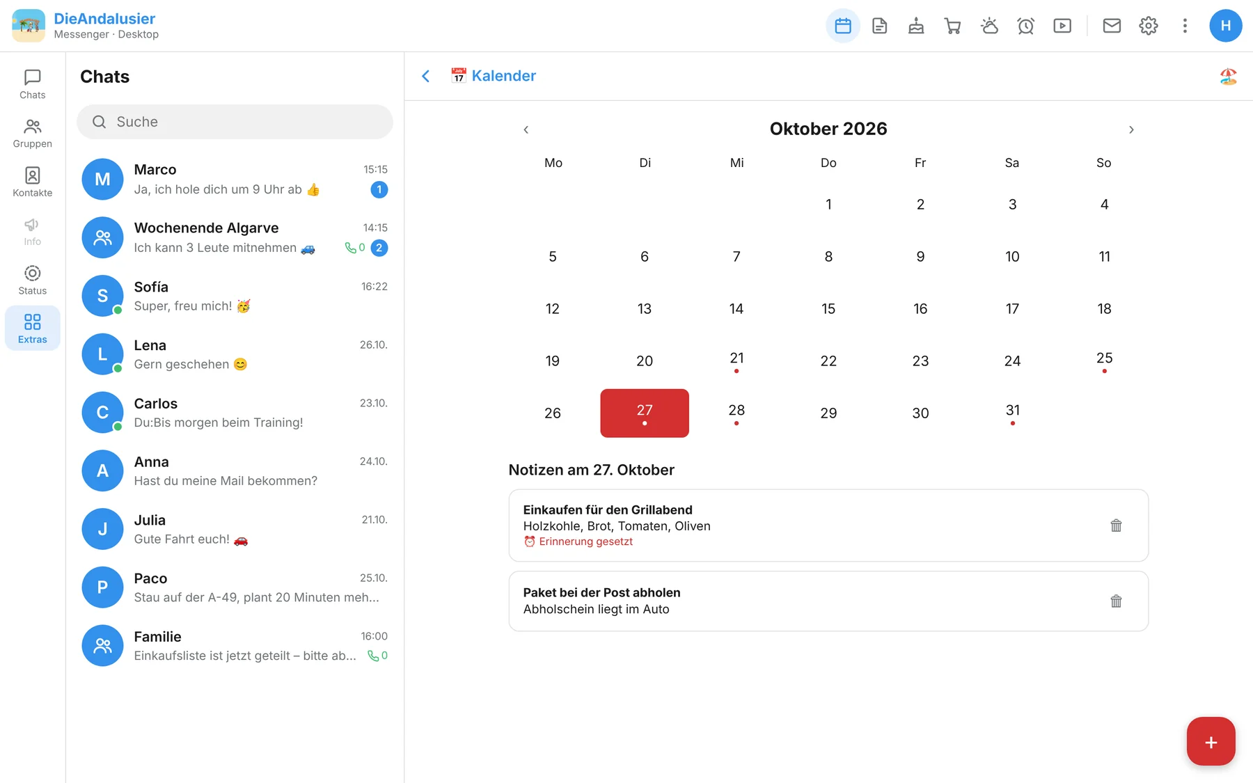 Windows-App mit Extras am großen Bildschirm