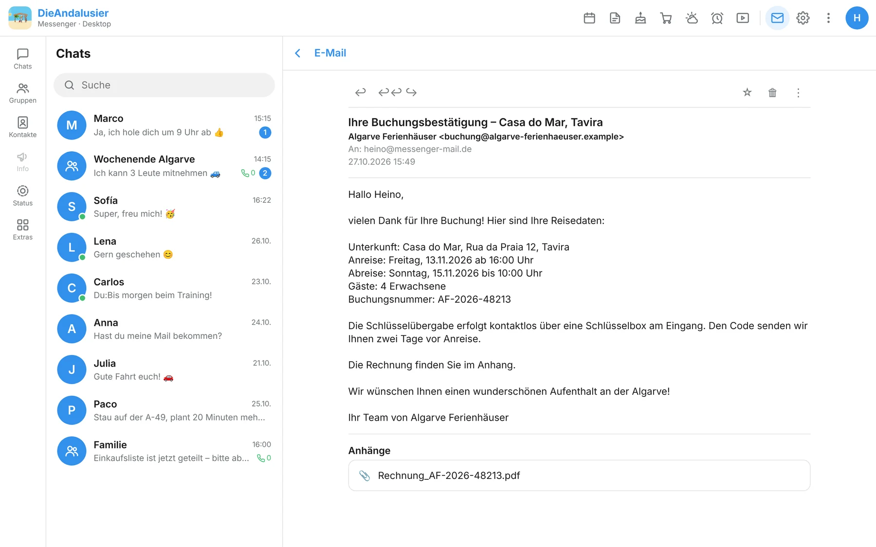 Geöffnete E-Mail mit Anhang im Mail-Programm