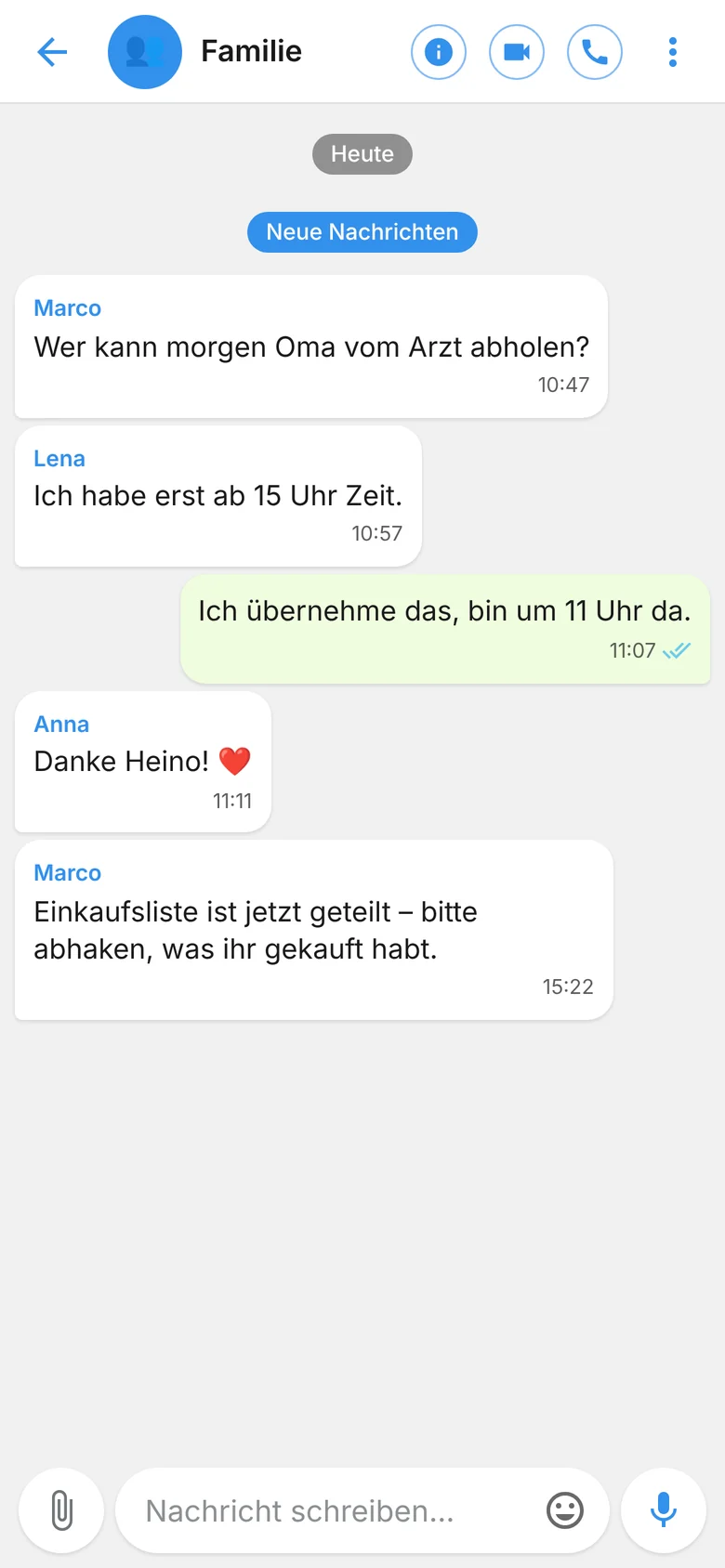 Gruppenchat Familie