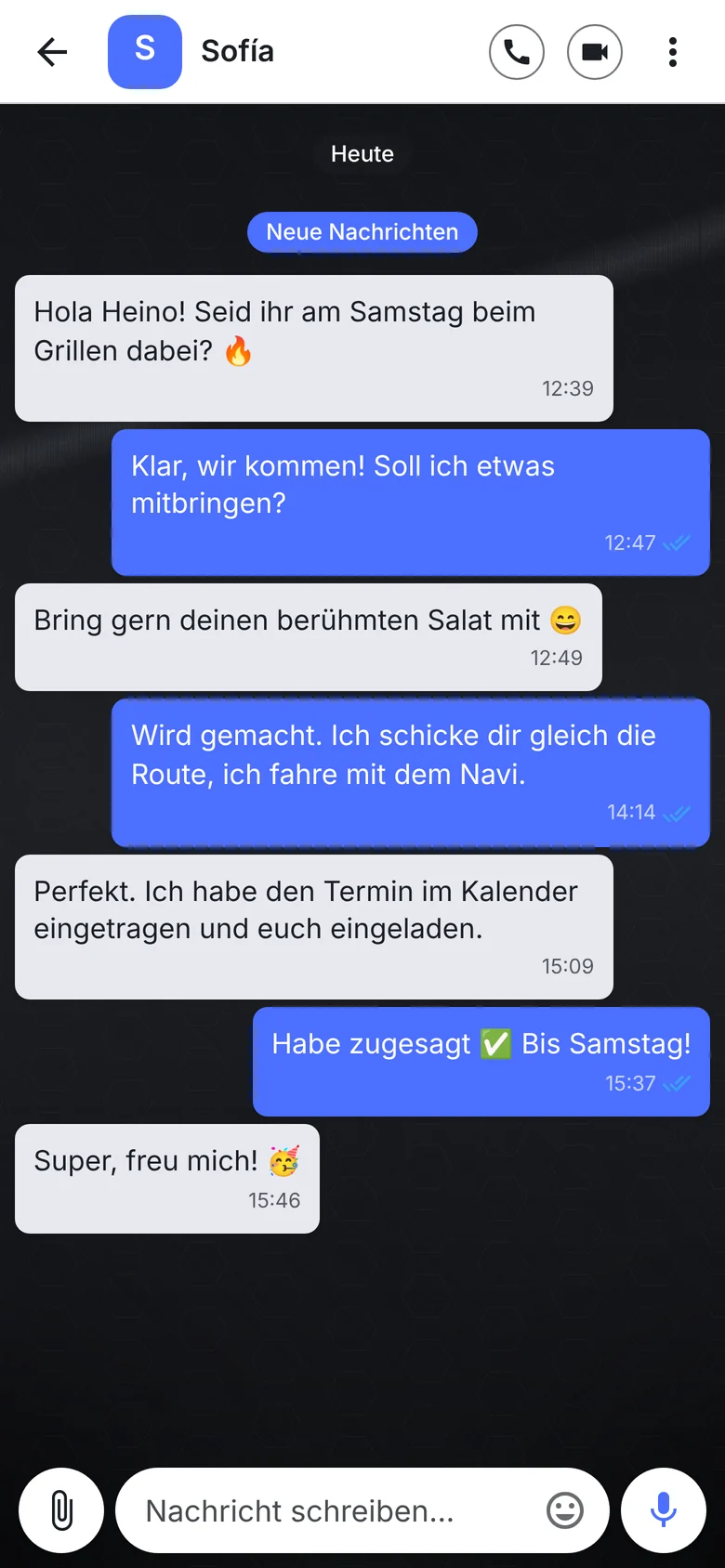 Chat im Stil Dark Blue
