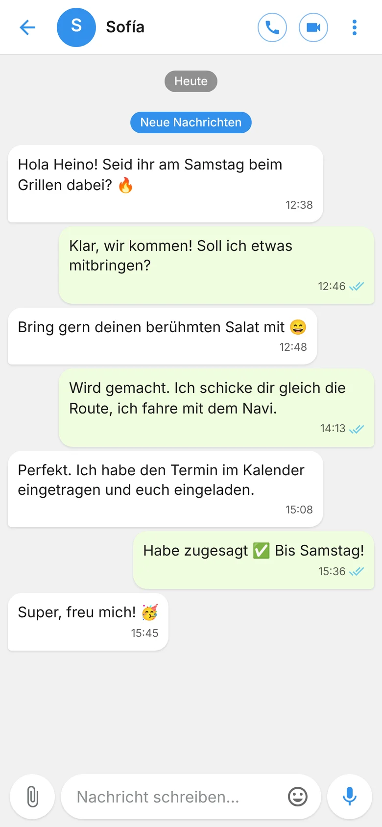 Chat im Stil Telegram