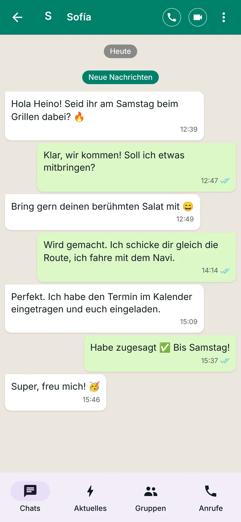 Chat im Stil WhatsApp