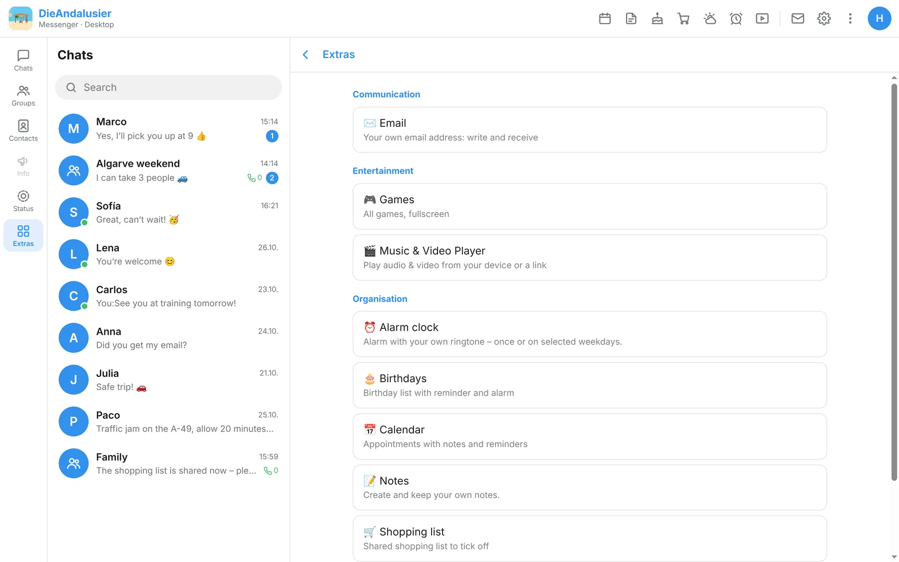 Windows app with Extras on the big screen