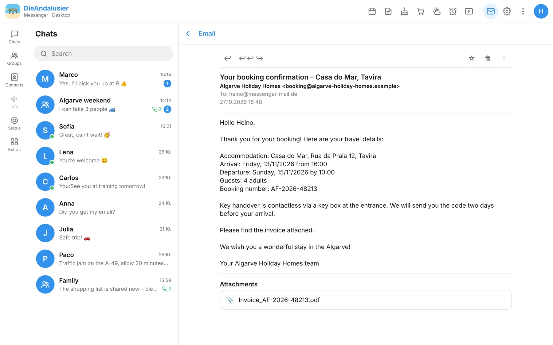 Open email with an attachment in the email client