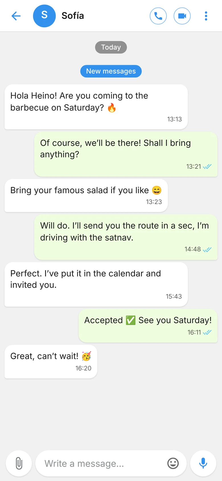 Chat in Telegram style