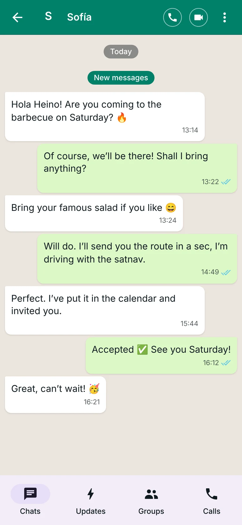 Chat in WhatsApp style