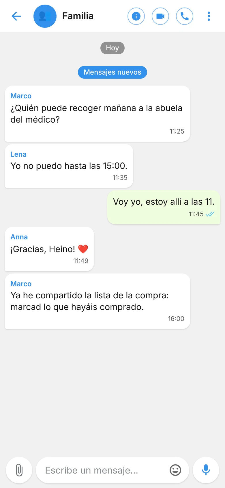 Chat de grupo Familia
