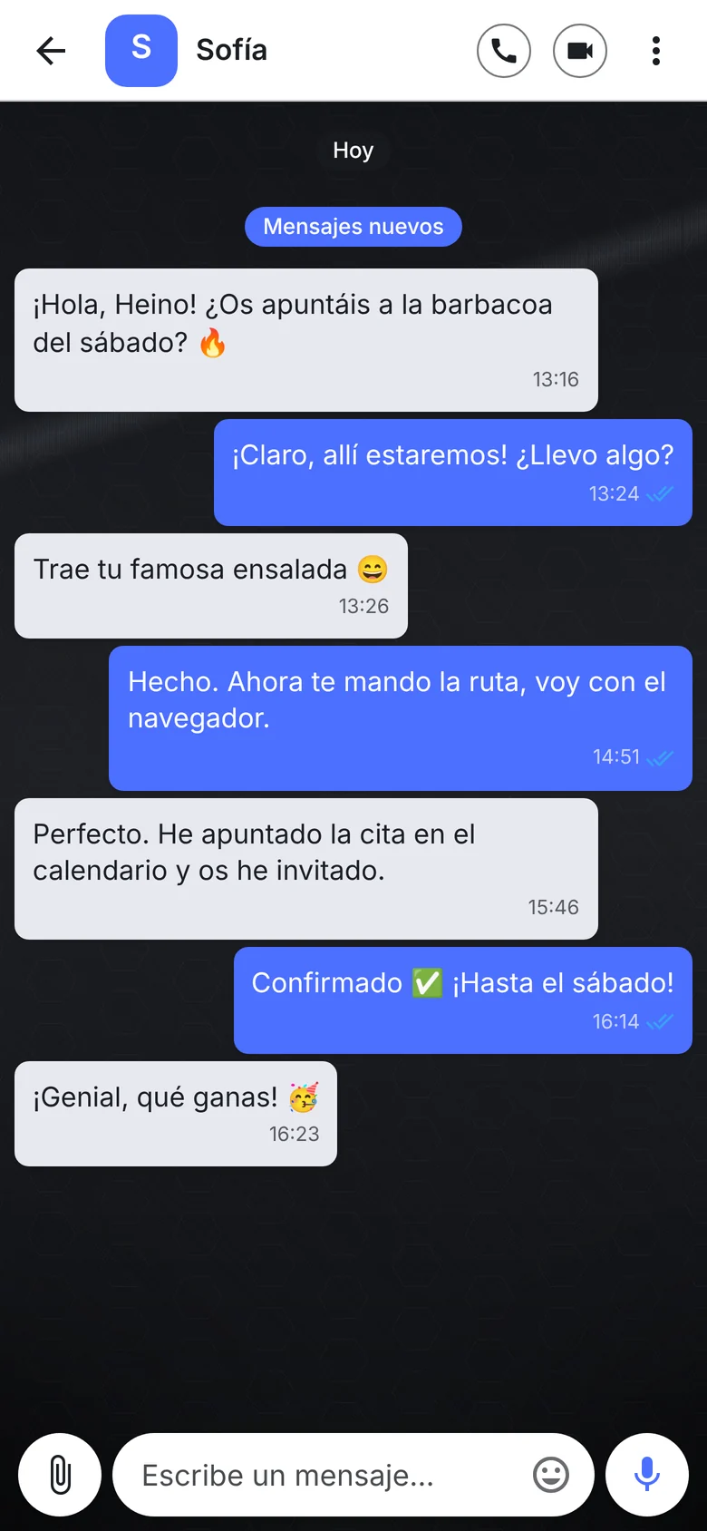 Chat con el estilo Dark Blue