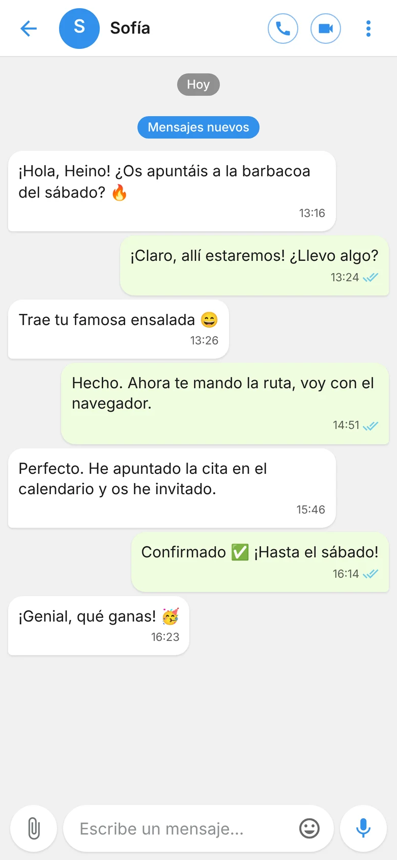 Chat con el estilo Telegram