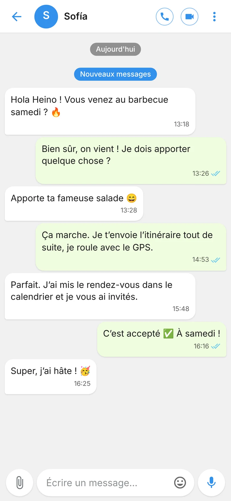 Discussion en style Telegram
