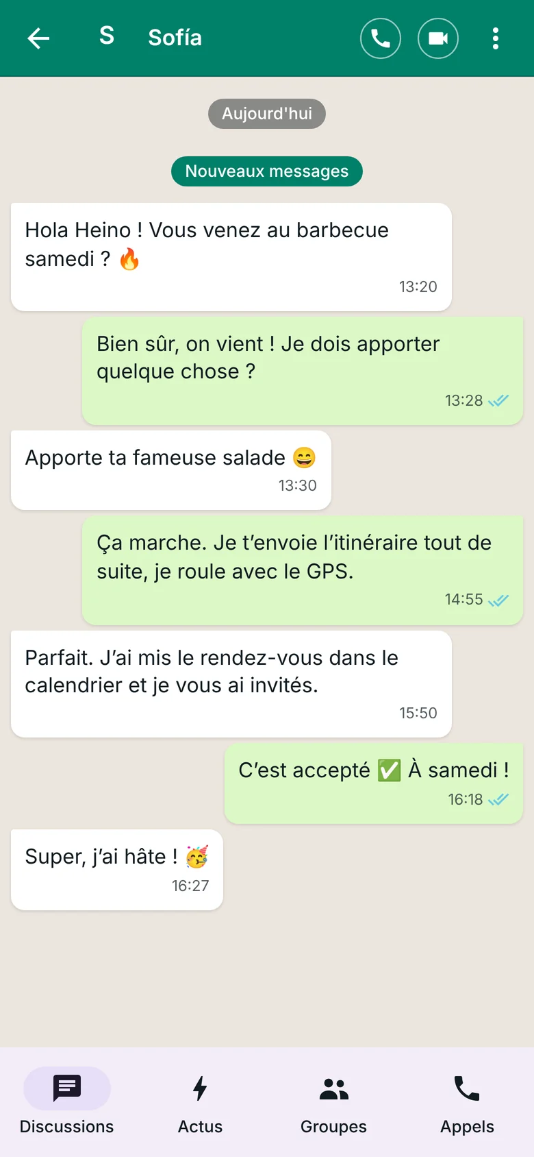 Discussion en style WhatsApp