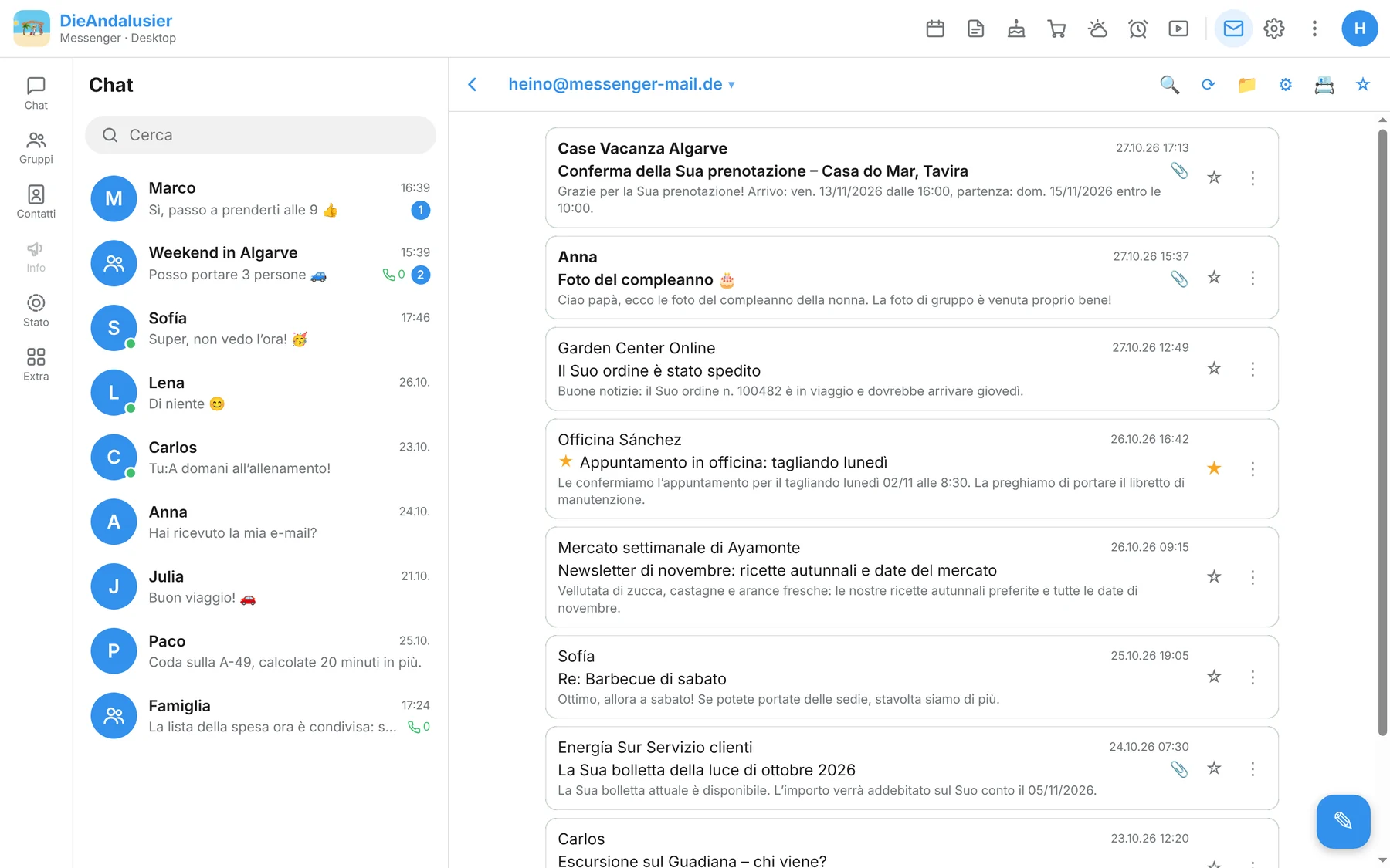 Posta in arrivo del client di posta integrato