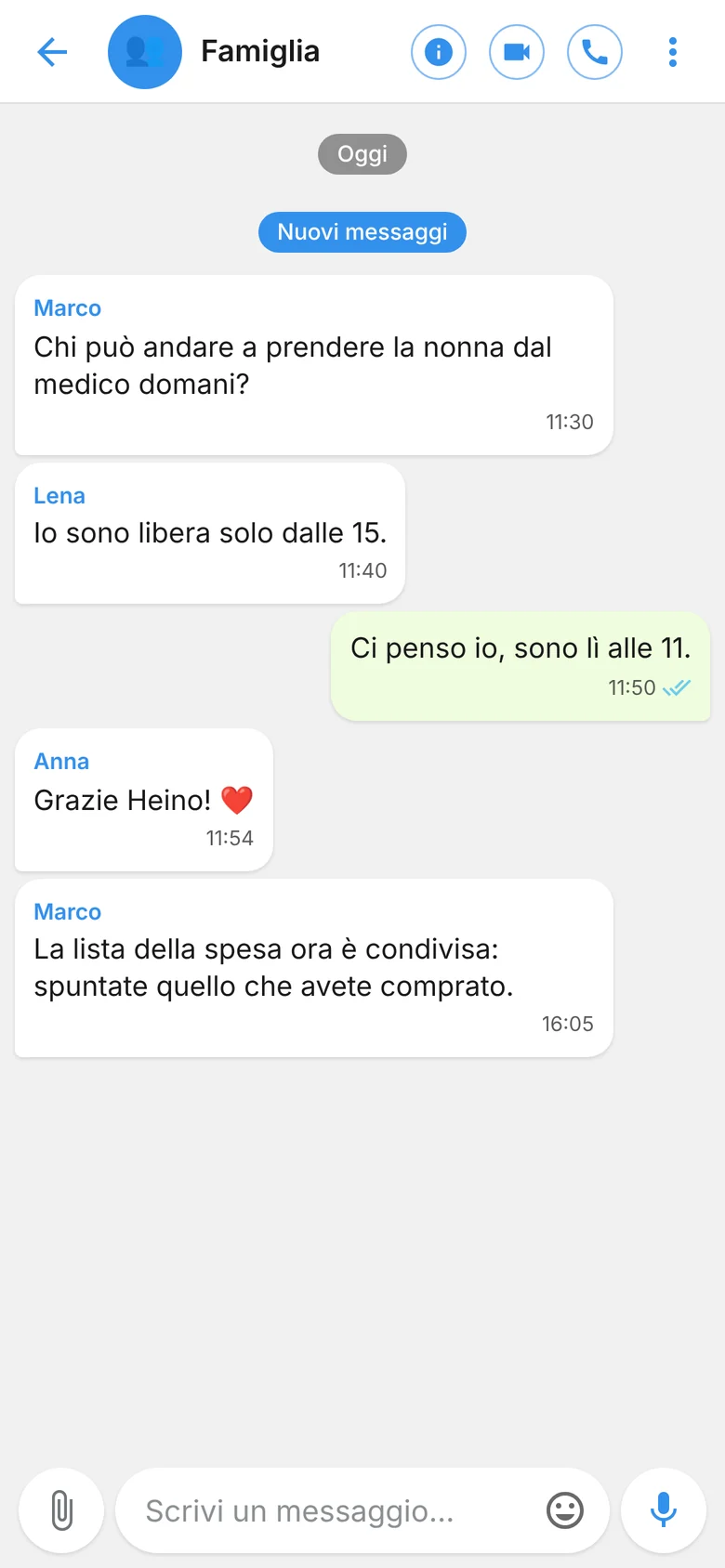 Chat di gruppo Famiglia