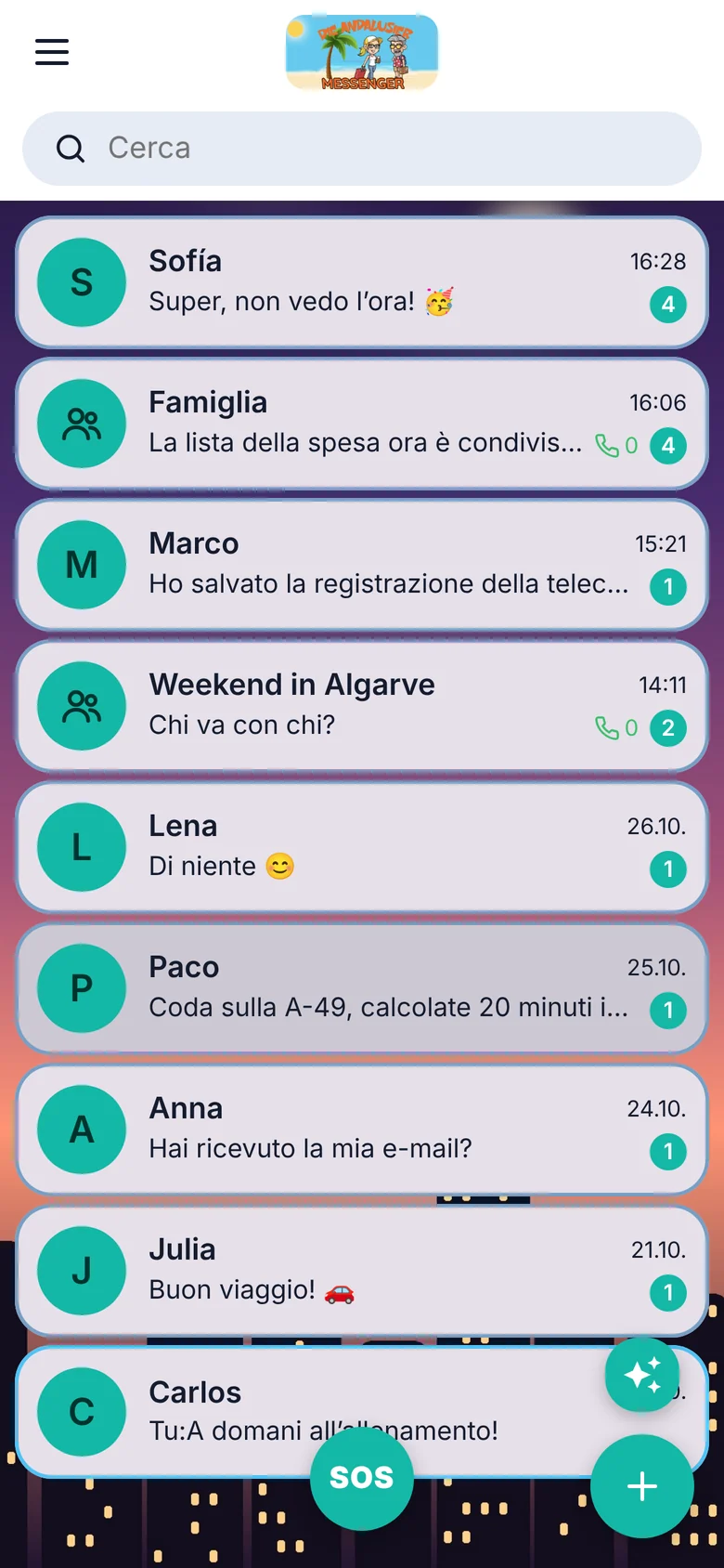 Lista chat in stile Touch Green