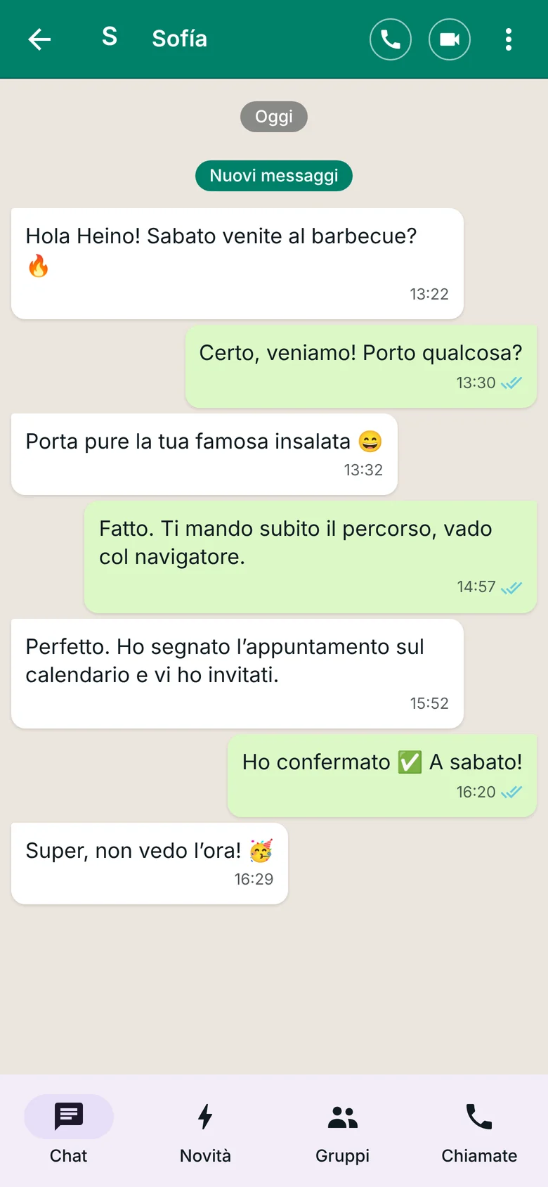 Chat in stile WhatsApp