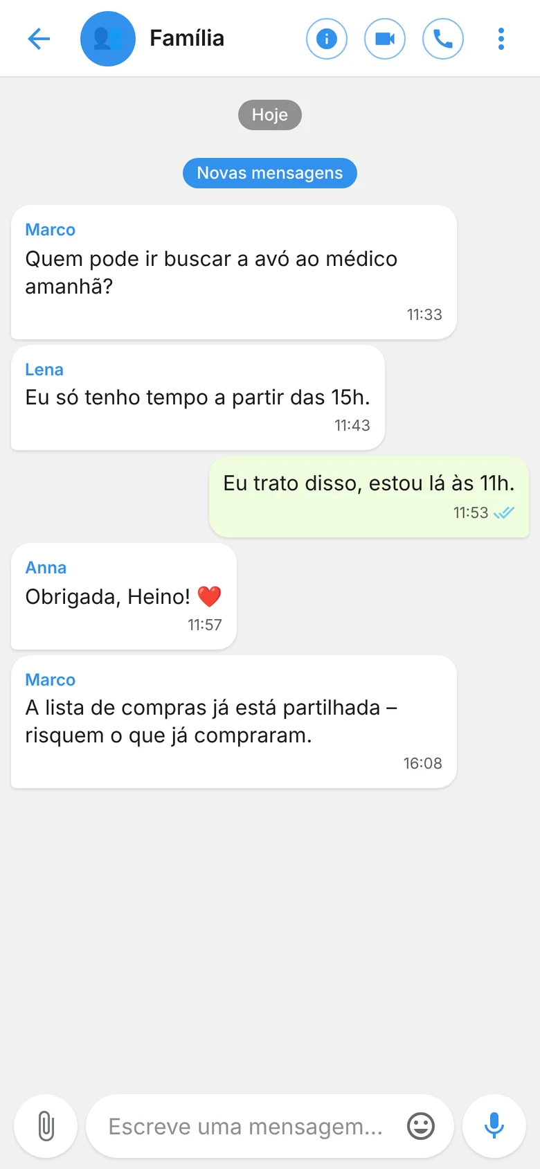 Conversa de grupo Família