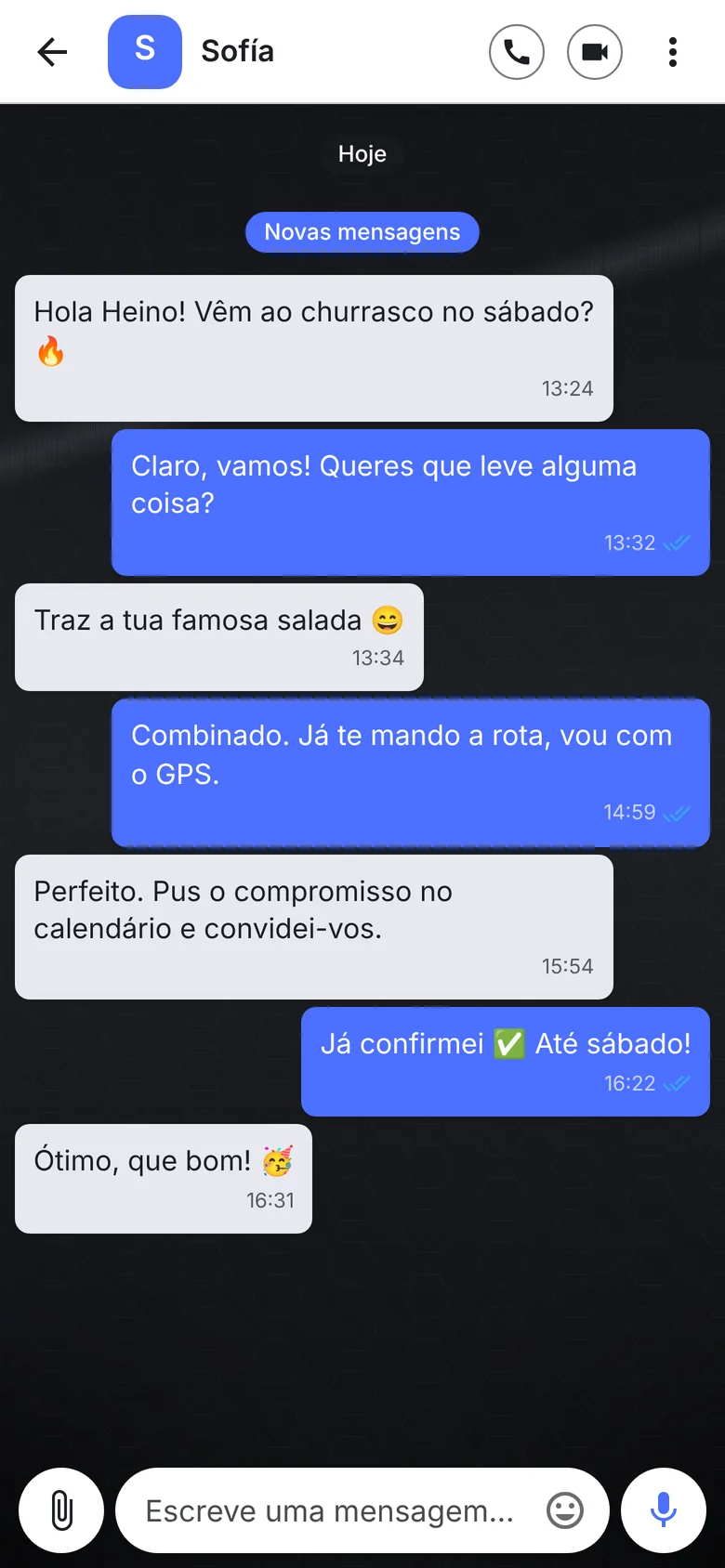 Conversa no estilo Dark Blue