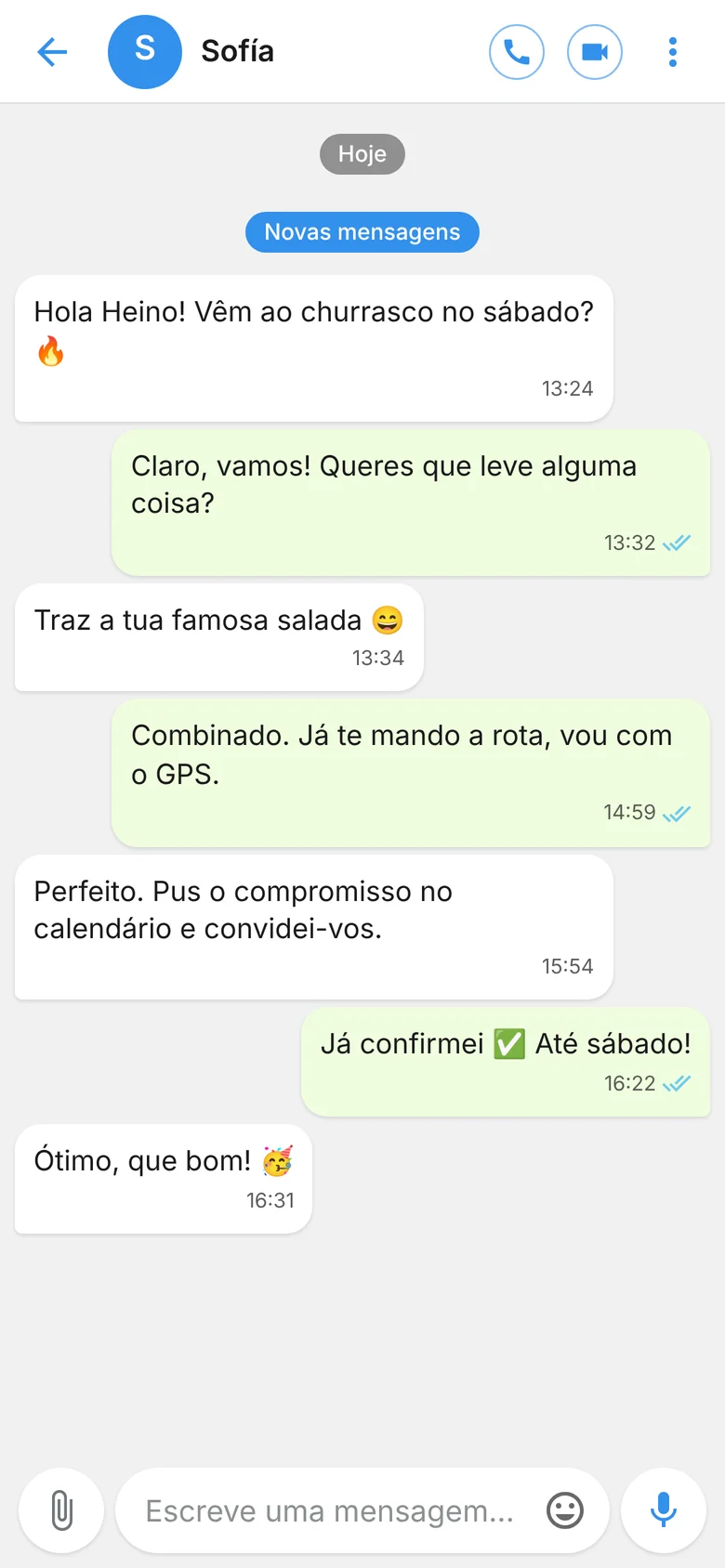Conversa no estilo Telegram