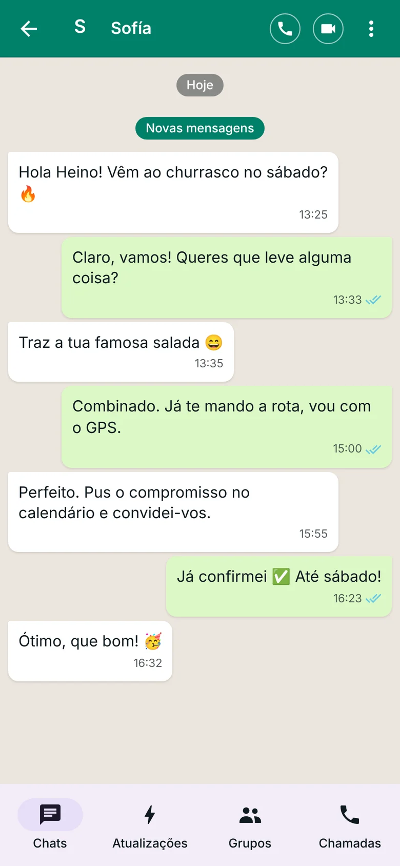 Conversa no estilo WhatsApp